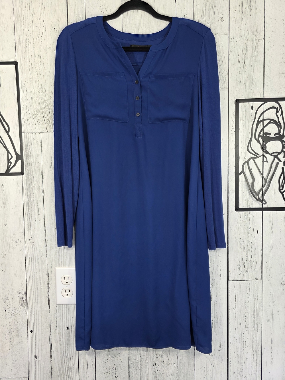 Stork & Babe Blue Maternity Dress Size XS Layered Long Sleeve